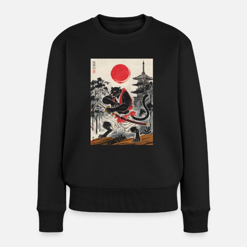 Samurai - Frauen Premium Bio Pullover - Schwarz