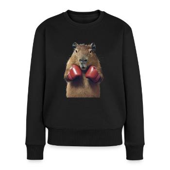 Wasserschwein - Frauen Premium Bio Pullover - Schwarz - Vorne - Julia (174cm)