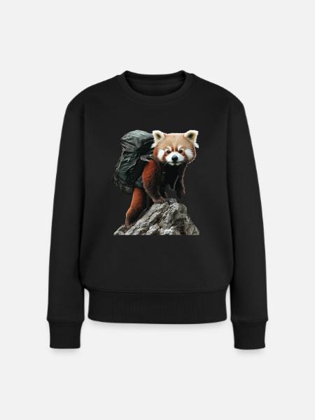 Roter Panda - Frauen Premium Bio Pullover - Schwarz