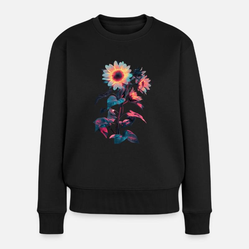 Sonnenblume - Frauen Premium Bio Pullover - Schwarz