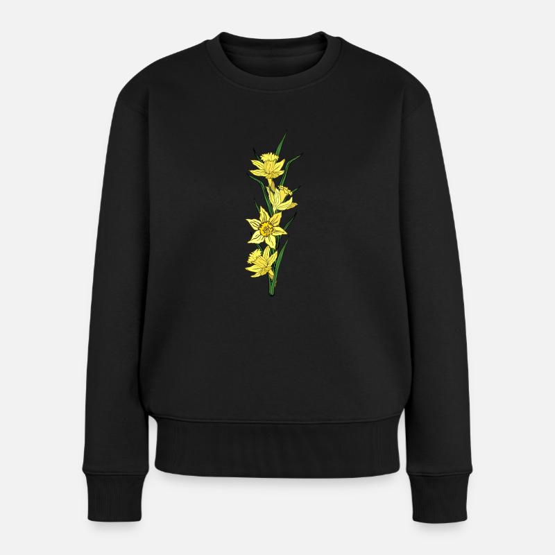 Valentine's Day Easter Birthday Wedding Daffodils - Women's Premium Organic Jumper - black