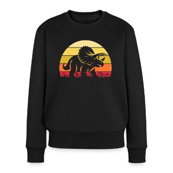 Archäologe Dino Triceratops Dinosaurier - Frauen Premium Bio Pullover - Schwarz - Vorne - Julia (174cm)