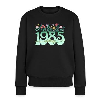 Blumen 1985 Geburtstagsfrau 40 Jahre - Frauen Premium Bio Pullover - Schwarz - Vorne - Julia (174cm)