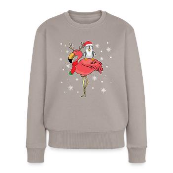 Noël rigolo pingouin renne flamant rose - Pull Premium bio Femme - taupe - Devant - Julia (174cm)