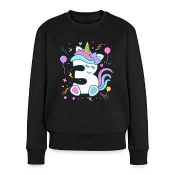 3rd birthday unicorn number children's birthday - Women's Premium Organic Jumper - black - Front - Julia (174cm)