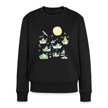 mouettes - Pull Premium bio Femme - noir - Devant - Julia (174cm)