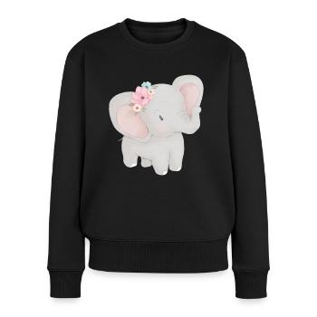 Baby Elefant - Frauen Premium Bio Pullover - Schwarz - Vorne - Julia (174cm)