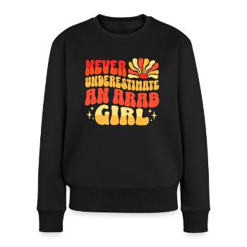 Jamais Sous-estimer Fille Arabe - Pull Premium bio Femme - noir - Devant - Julia (174cm)