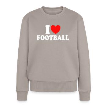 Ich liebe Fußball Humor Fuß Fußball - Frauen Premium Bio Pullover - Taupe - Vorne - Julia (174cm)