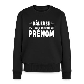 Prénom Râleuse Cadeau Rigolo Femme - Pull Premium bio Femme - noir - Devant - Julia (174cm)