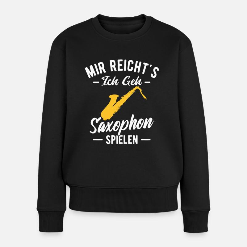 Saxophon Saxophonist Orchester Musiker Blasmusik - Frauen Premium Bio Pullover - Schwarz