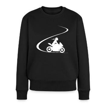 Motorradfahrerin Supersportler Bike Kurven Bikerin - Frauen Premium Bio Pullover - Schwarz - Vorne - Julia (174cm)