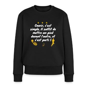 Mettre un pied devant l'autre / Running / Humour - Pull Premium bio Femme - noir - Devant - Julia (174cm)