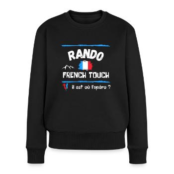 Rando french touch / Cadeau / Humour / Montagne - Pull Premium bio Femme - noir - Devant - Julia (174cm)
