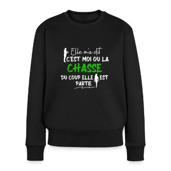 C'est moi ou la chasse / Chasseur / Cadeau - Pull Premium bio Femme - noir - Devant - Julia (174cm)