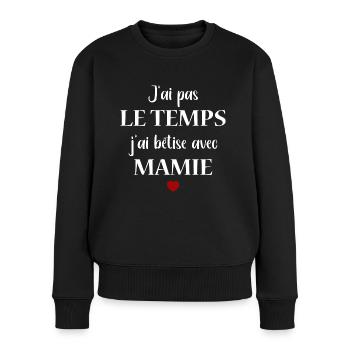betise mamie - Pull Premium bio Femme - noir - Devant - Julia (174cm)