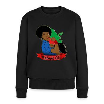 Matinik girl Ile de la Martinique - Pull Premium bio Femme - noir - Devant - Julia (174cm)