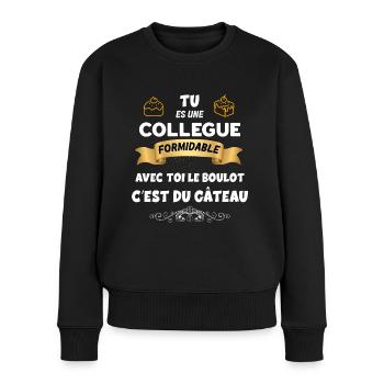 Au Travail Ma Collègue Elle Est Formidable - Pull Premium bio Femme - noir - Devant - Julia (174cm)