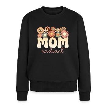 Retro Boho 1970 Maman Formidable Maman Radieuse - Pull Premium bio Femme - noir - Devant - Julia (174cm)
