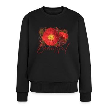 Fleurs Beautiful Vénus - Pull Premium bio Femme - noir - Devant - Julia (174cm)