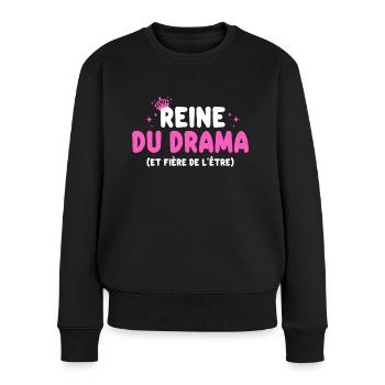 Reine Du Drama Râleuse Rigolo Femme - Pull Premium bio Femme - noir - Devant - Julia (174cm)