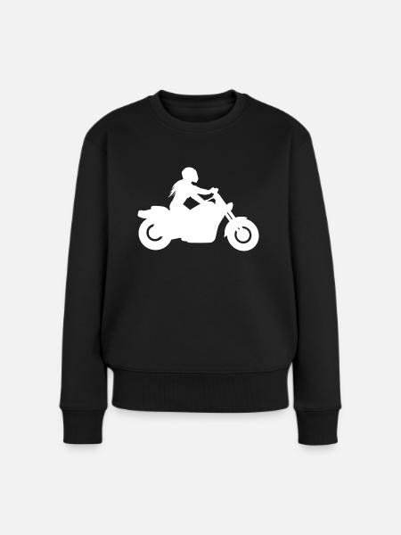 Motorradfahrerin Chopper Custombike Cruiser Frau - Frauen Premium Bio Pullover - Schwarz