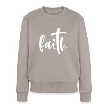 Faith - Women's Premium Organic Jumper - taupe - Front - Julia (174cm)