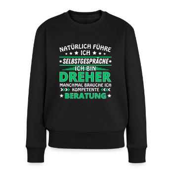 Ich führe Selbstgespräche - Ich führe Selb Edition - Frauen Premium Bio Pullover - Schwarz - Vorne - Julia (174cm)