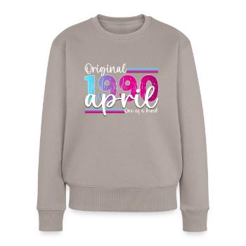 33. Geburtstag Frau Magenta April Jahrgang 1990 - Frauen Premium Bio Pullover - Taupe - Vorne - Julia (174cm)