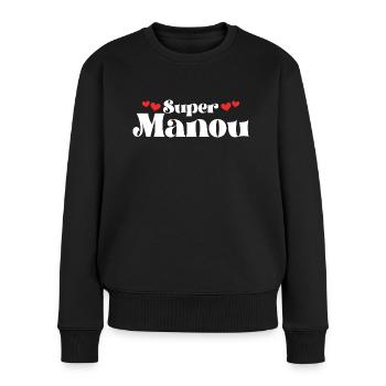 Maman Surnom Super Manou - Pull Premium bio Femme - noir - Devant - Julia (174cm)
