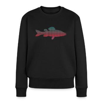 Zander Angler Design verpixelt Zander Angeln - Frauen Premium Bio Pullover - Schwarz - Vorne - Julia (174cm)