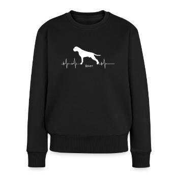 Boxer Shirt-Heartbeat - Frauen Premium Bio Pullover - Schwarz - Vorne - Julia (174cm)