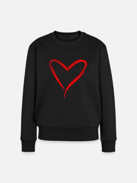 Herzchen - Frauen Premium Bio Pullover - Schwarz