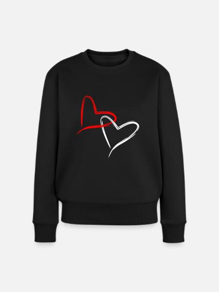 Herzchen - Frauen Premium Bio Pullover - Schwarz