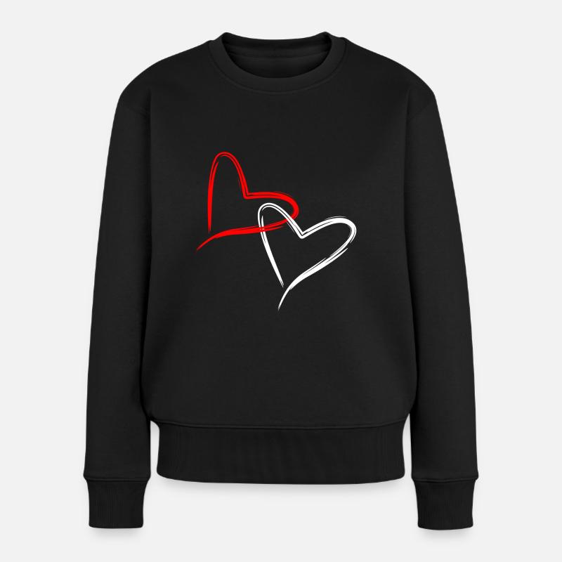 Herzchen - Frauen Premium Bio Pullover - Schwarz