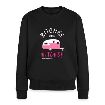 Camping Queen caravan cadeau femme campeur - Pull Premium bio Femme - noir - Devant - Julia (174cm)