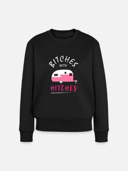 Camping Queen Wohnwagen Geschenk Camper Frau - Frauen Premium Bio Pullover - Schwarz