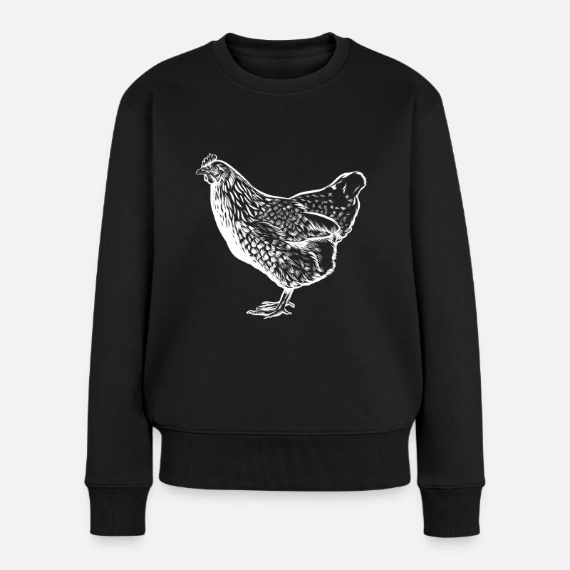 Huhn - Zeichnung - Hühner Fan - Frauen Premium Bio Pullover - Schwarz