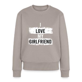 I Love my Girlfriend - Pull Premium bio Femme - taupe - Devant - Julia (174cm)