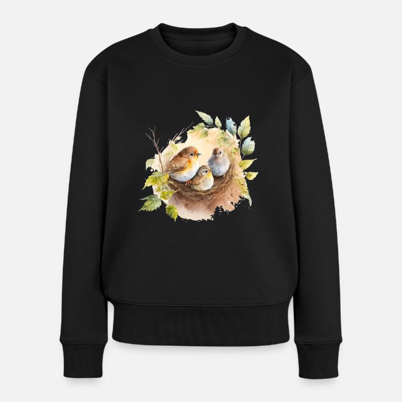 Oiseaux sur le nid - Pull Premium bio Femme - noir