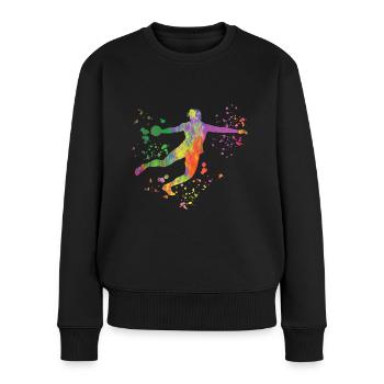 Diskuswerfer Colorsplash Diskuswurf - Frauen Premium Bio Pullover - Schwarz - Vorne - Julia (174cm)