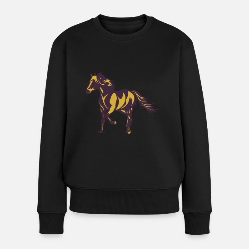 Pferd Horse Reiten Hengst Tier - Frauen Premium Bio Pullover - Schwarz