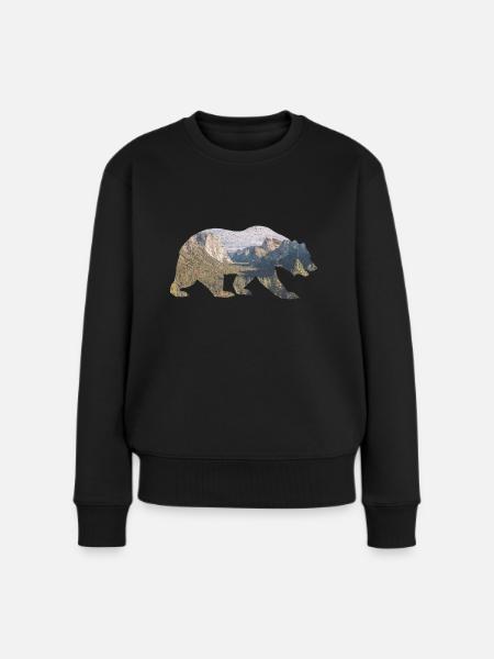 Rocky Mountains Bär - Frauen Premium Bio Pullover - Schwarz