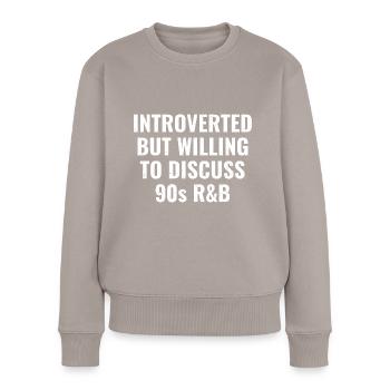 90er Jahre - Frauen Premium Bio Pullover - Taupe - Vorne - Julia (174cm)