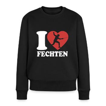 I Love Fechten - Herz - Sport - Frauen Premium Bio Pullover - Schwarz - Vorne - Julia (174cm)