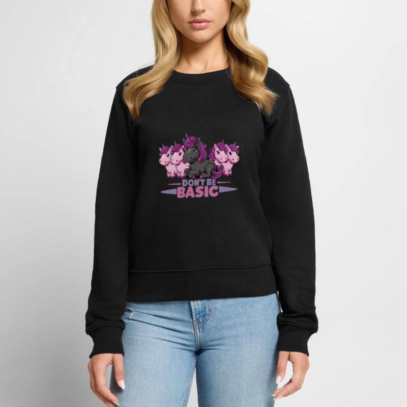 Don´t be basic! Sei anders! Schwarzes Einhorn Frauen Premium Bio Pullover