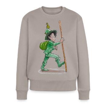 The green wanderer "GreenVagrant" on the move - Women's Premium Organic Jumper - taupe - Front - Julia (174cm)