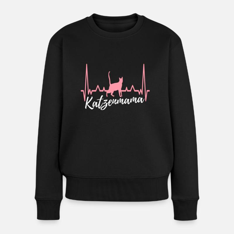 Katzenmama Katzendame - Frauen Premium Bio Pullover - Schwarz