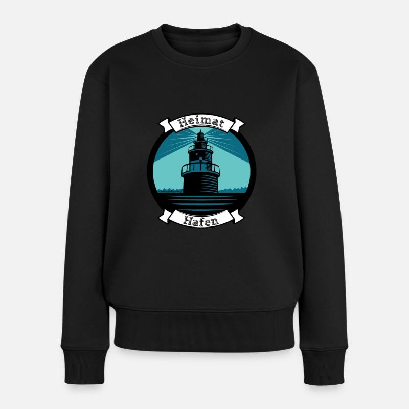 Heimathafen Leuchtturm - ImNordenVerankert - Frauen Premium Bio Pullover - Schwarz