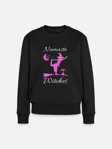 Yoga Namaste Witches Geschenk - Frauen Premium Bio Pullover - Schwarz